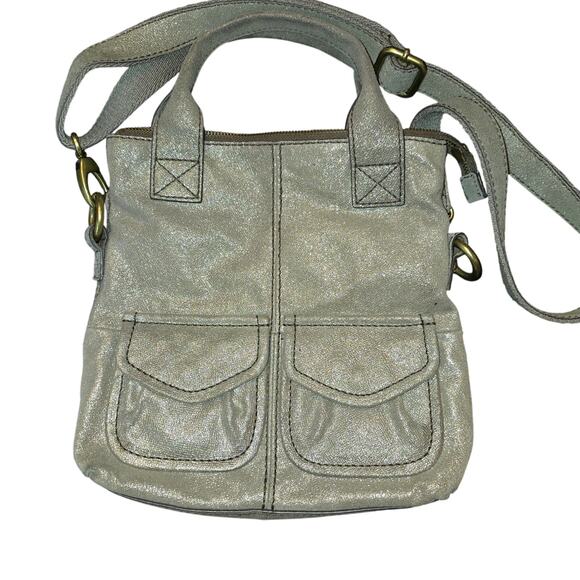 Fossil Purse “Long Live Vintage 1954” Cargo Pocket Cross Body Tote Glittery Look - Picture 3 of 9